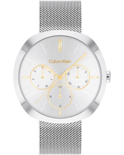 Calvin Klein Multifunction -tone Stainless Steel Mesh Bracelet Watch 38mm - Gray