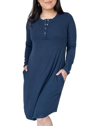 Kindred Bravely Maternity Betsy Ribbed Nursing Nightgown - Blue