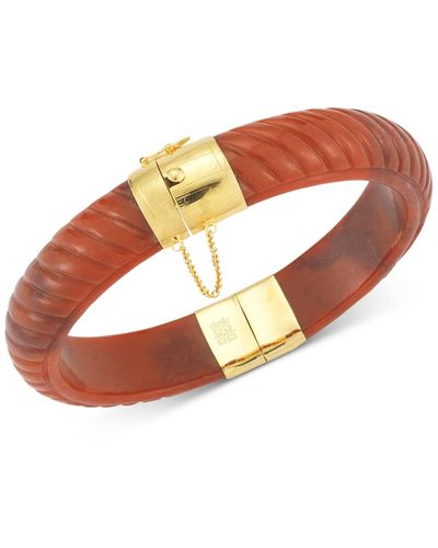 Macy's Dyed Jadeite Bangle Bracelet In 14k Gold Over Sterling Silver - Red