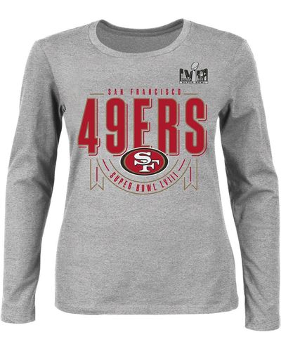 Fanatics San Francisco 49ers Super Bowl Lviii Plus Size Quick Pass Long Sleeve T-shirt - Gray