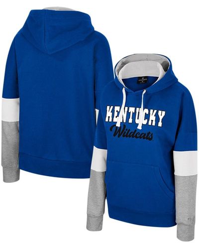 Colosseum Athletics Kentucky Wildcats Oversized Colorblock Pullover Hoodie - Blue