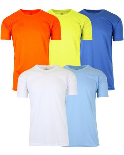 Galaxy By Harvic Short Sleeve Moisture-wicking Quick Dry Performance Crew Neck Tee -5 Pack - Blue
