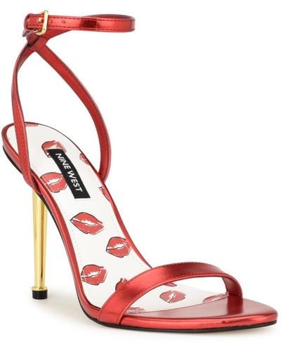 Nine West Reina Almond Toe Stiletto Dress Sandals - Red