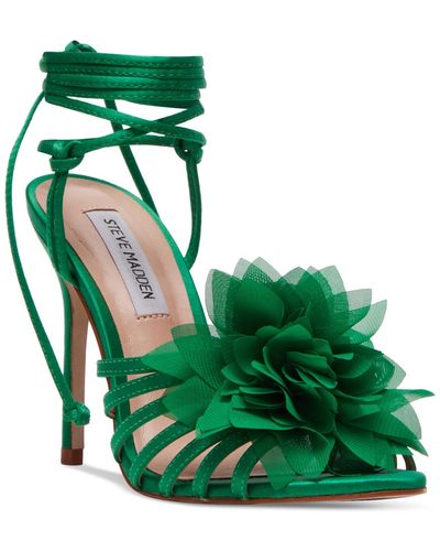 Steve Madden Jolisa Floral Ankle-wrap Stiletto Dress Sandals - Green