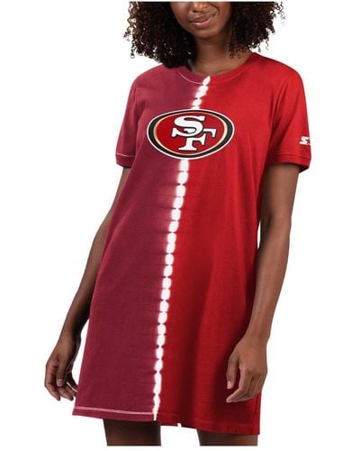 Starter San Francisco 49ers Ace Tie-dye T-shirt Dress - Red