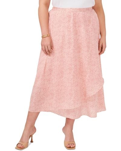 Vince Camuto Plus Size High-low Crossover Midi Skirt - Pink