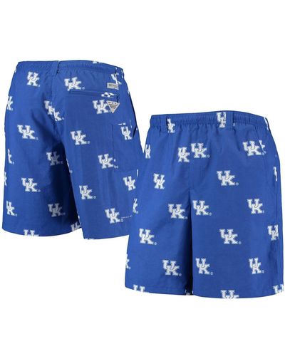 Columbia Pfg Kentucky Wildcats Backcast Ii 8" Omni-shade Hybrid Shorts - Blue