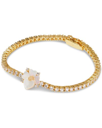 Kate Spade Gold-tone Mother-of-pearl Pansy Crystal Tennis Bracelet - Metallic