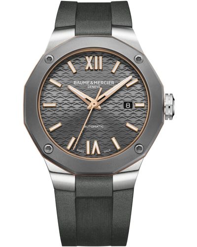 Baume & Mercier Swiss Automatic Riviera Dark Gray Rubber Strap Watch 42mm