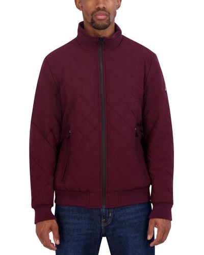 Nautica Quilted Water-resistant Full-zip Bomber Jacket - Red