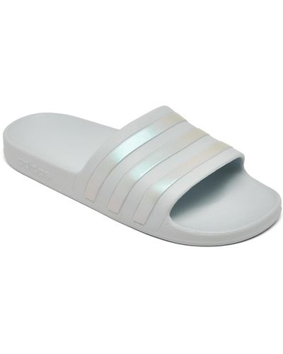 adidas Originals Adilette Aqua Slide Sandals From Finish Line - Gray