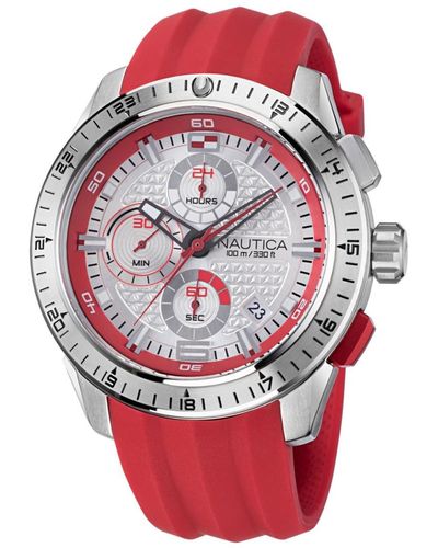 Nautica Silicone Strap Watch 47.5mm - Red