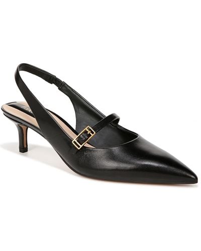 Franco Sarto Khloe Leather Pointed Toe Slingback Heels - Black