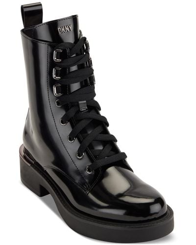 DKNY Talma Lace-up Combat Boots - Black