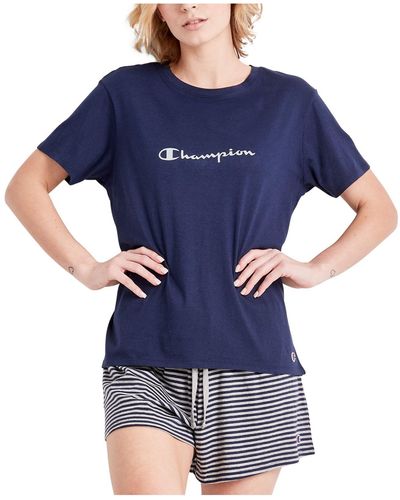 Champion Sleep T-shirt & Shorts Loungewear Set - Blue