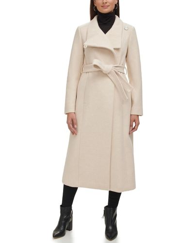 Kenneth Cole Belted Maxi Wool Coat - Natural