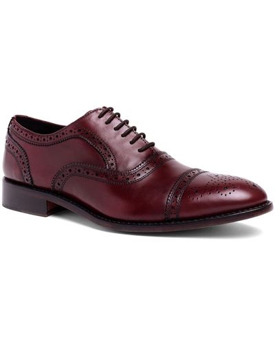 Anthony Veer Ford Quarter Brogue Oxford Leather Sole Lace-up Dress Shoe - Red