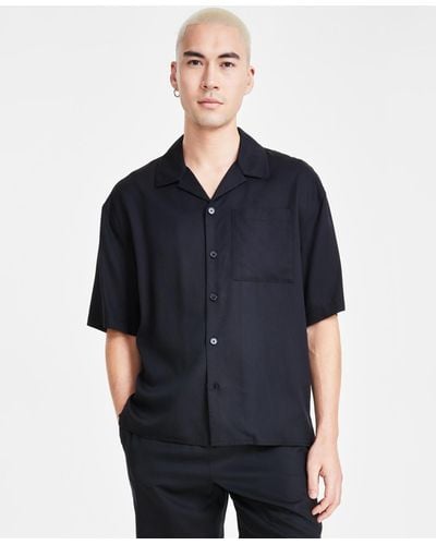 INC International Concepts Erik Regular-fit Button-down Camp Shirt - Black