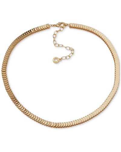 Anne Klein Tone Disc Chain Collar Necklace - Metallic