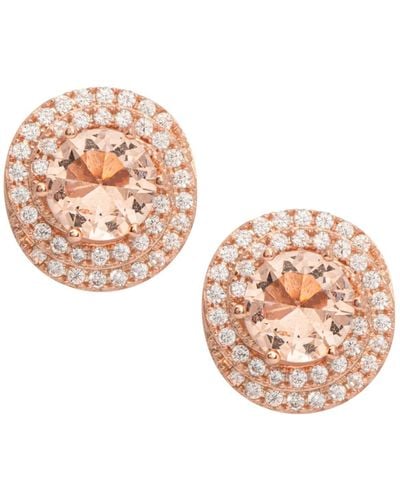 Macy's Rose Gold Plated Simulated Morganite Love Knot Stud Earrings - Pink