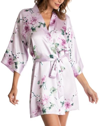 Linea Donatella Floral-print Satin Wrap Robe - Pink