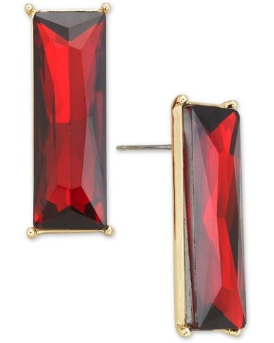 INC International Concepts Gold-tone Crystal Rectangle Earrings - Red