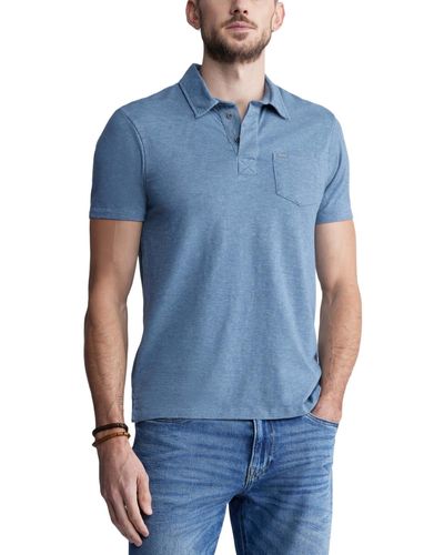 Buffalo David Bitton Kasper Straight-fit Textured Pocket Polo Shirt - Blue