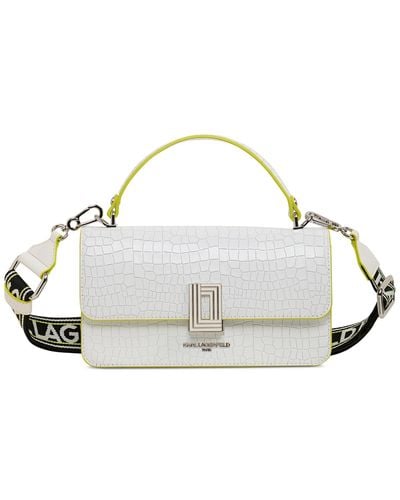 Karl Lagerfeld Simone Embossed Leather Small Top Handle Crossbody - White