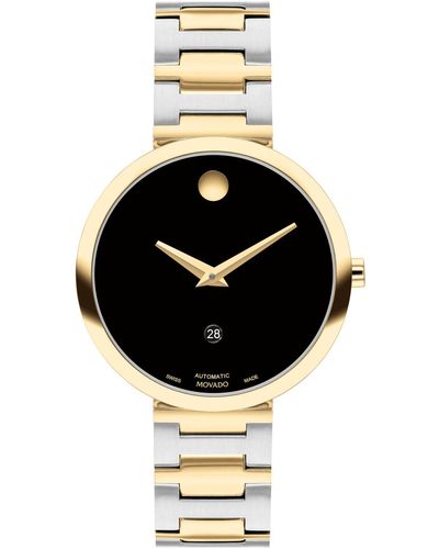 Movado Museum Classic Swiss Automatic Silver-tone Stainless Steel Yellow Pvd Bracelet Watch 32mm - Metallic