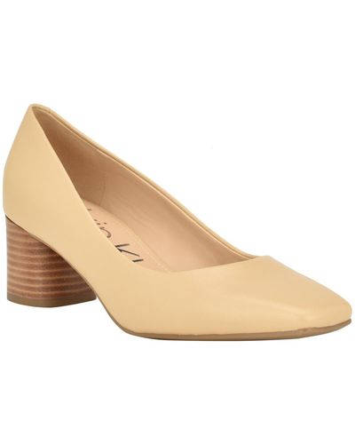 Calvin Klein Alanta Block Heel Dress Pumps - Natural