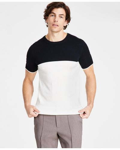 Alfani Regular-fit Colorblocked Sweater-knit T-shirt - Black