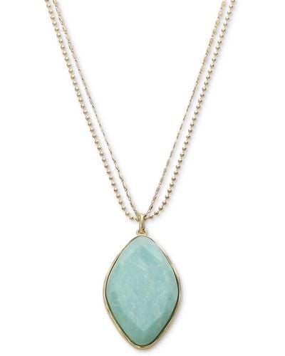 Style & Co. Gold-tone Stone Pendant Necklace - Blue