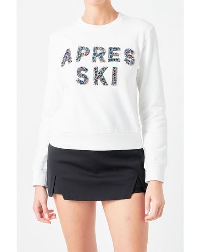 Endless Rose Apres Ski Embellished Sweatshirt - White