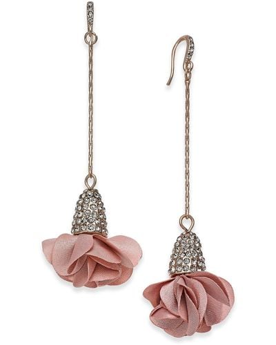 INC International Concepts Fabric-flower Drop Earrings - Pink