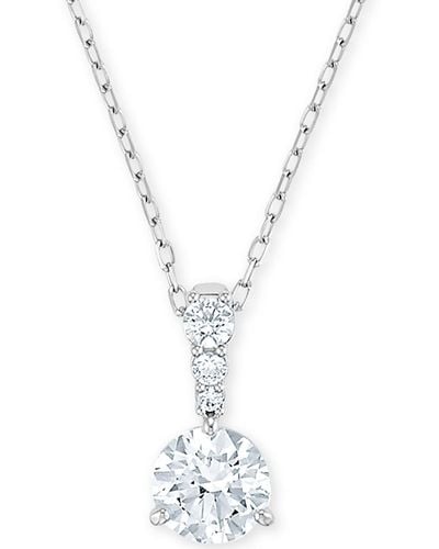 Swarovski Silver-tone Crystal Solitaire Pendant Necklace - White