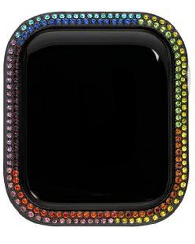 Steve Madden Black Mixed Metal Apple Watch Bumper Accented With Rainbow Crystals, 44mm