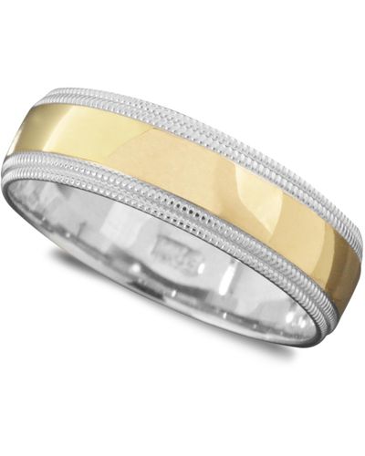 Macy's Men's 14k Gold And 14k White Gold Ring, Milgrain Edge (size 6-13) - Multicolor