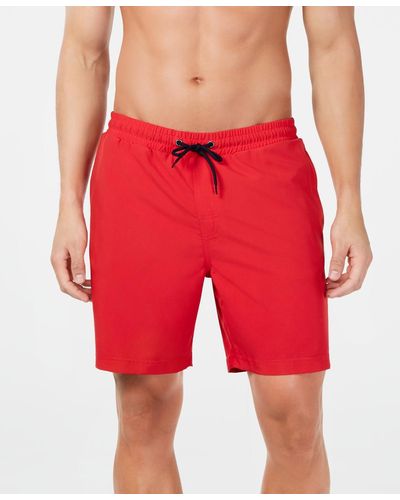 Club Room Quick-dry Performance Solid 7" Swim Trunks - Red