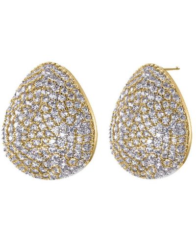 By Adina Eden Pave Puffy On The Ear Stud Earring - White
