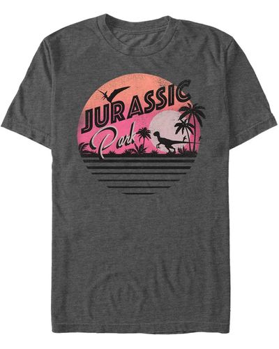 Fifth Sun Jurassic Park Pink Gradient Sunset Get Wild Short Sleeve T-shirt