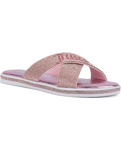 Juicy Couture Yorri Slip On Sparkly Cross-band Flat Sandals - Pink