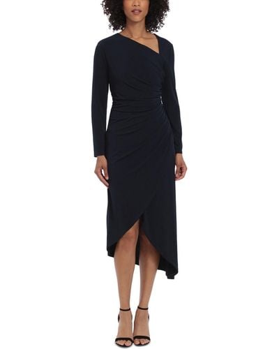 Maggy London Asymmetric Side-ruched Jersey Dress - Black