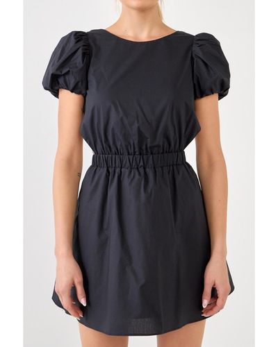 English Factory Cut-out Poplin Mini Dress - Black