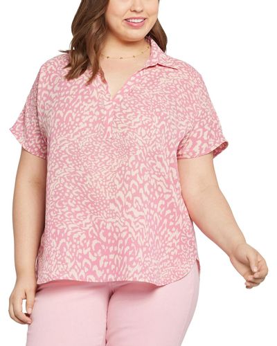 NYDJ Plus Size Becky Short Sleeved Blouse - Pink