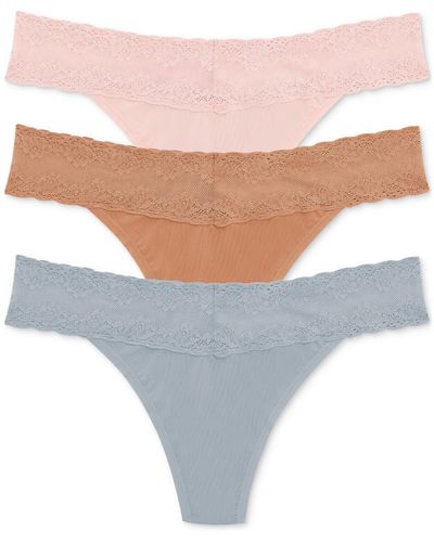 Natori Bliss Perfection Lace-trim Thong 3-pack 750092mp - White