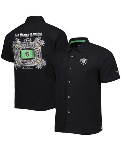 Tommy Bahama Las Vegas Raiders Top Of Your Game Camp Button-up Shirt - Black