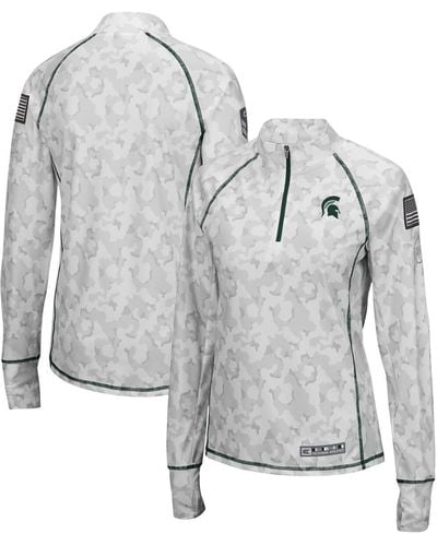 Colosseum Athletics Michigan State Spartans Oht Military-inspired Appreciation Officer Arctic Camo 1/4-zip Jacket - Gray