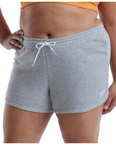 Reebok Plus Size Active Identity French Terry Pull-on Shorts - Gray
