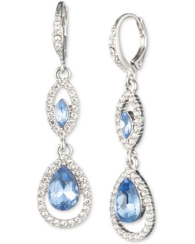 Givenchy Pave Crystal Orb Double Drop Earrings - Blue