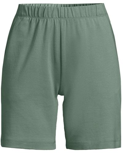 Lands' End Petite Sport Knit High Rise Elastic Waist Shorts - Green